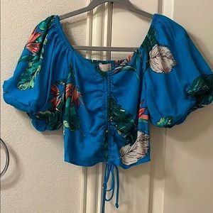 Blue Palm Crop Top